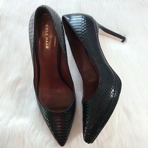 Cole Haan Black Snakeskin Heels